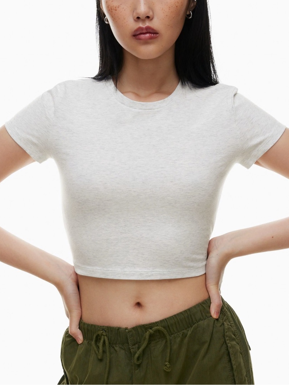 Aritzia Tna Chill Ortiz Cropped T-Shirt Heather Grey - Size M